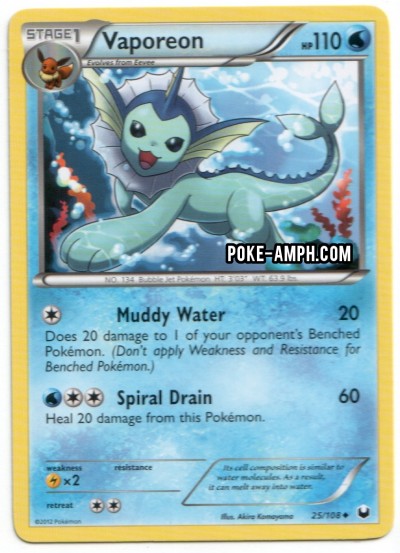 25/108 Vaporeon Dark Explorers TCG Scan